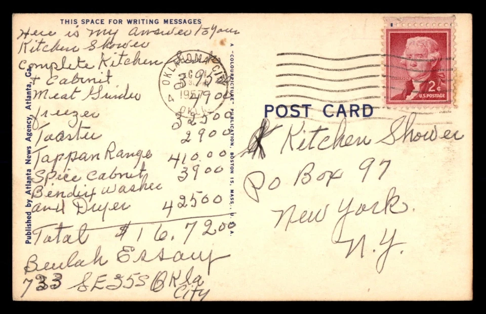 Mayfairstamps EE. UU. 1957 OK City to NY NY GA Vistas Flores Postal aau_25293 Foto 2 de 2