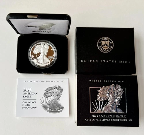 2025 W American Eagle One Ounce Silver Proof Coin w/ Box+COA 25EA