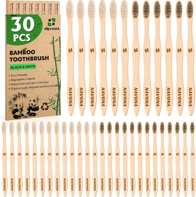 #ad #ad 30 Pack Bamboo Toothbrushes Medium Bristles Eco Friendly Biodegradable Bulk Set $10.95