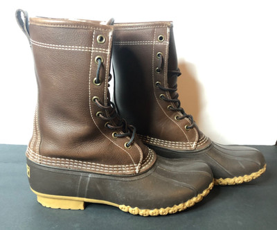 Vintage LL Bean Shearling Lined Bean Duck Boots 10'' Womens 8M (EM) USA Made