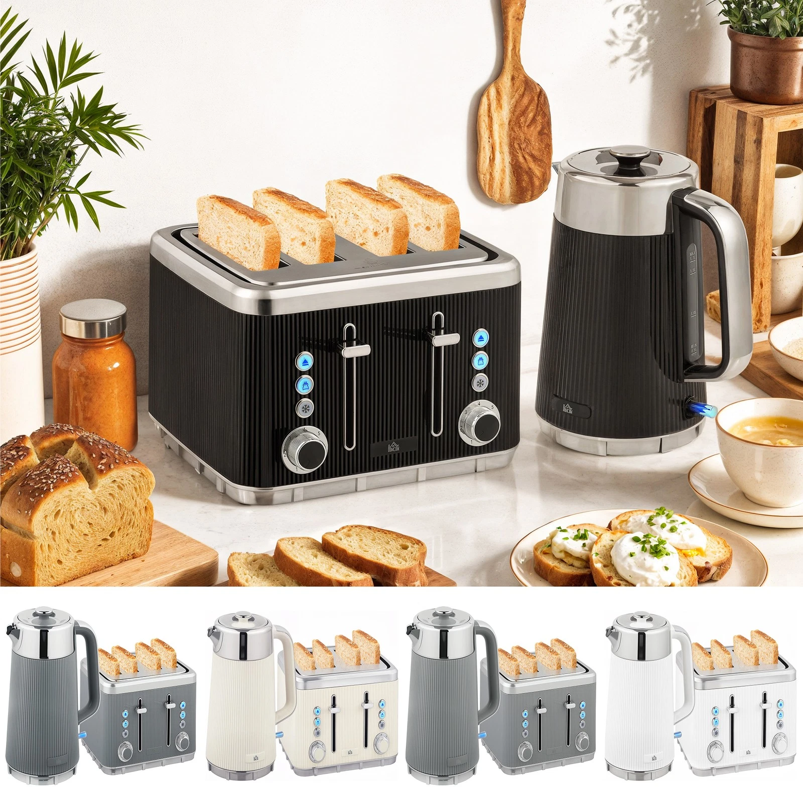 Rapid Boil Kettle and 4 Slice Toaster Set w/Strix Thermostat, 1.7L 3000W
Opens in a new window or ta