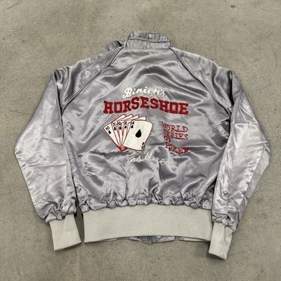 Binions Horseshoe World Series Of Poker Las Vegas Satin Grey Jacket Mens  small