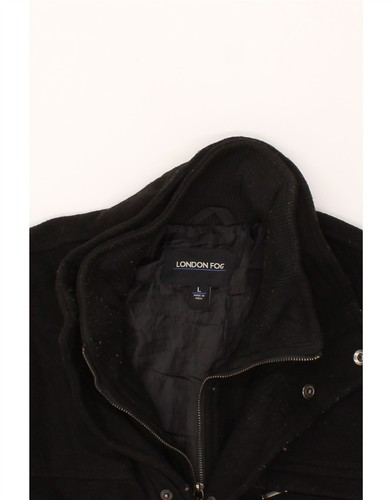 LONDON FOG Mens Overcoat UK 40 Large Black Wool FZ09 - Picture 3 of 3
