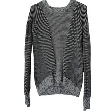 LULULEMON Yogi Crew Sweater Merino Wool Black Heathered Light Grey Size 4 Small