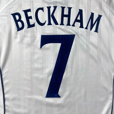 David Beckham England 2001-2003 Umbro Home Jersey #7 Size L Free