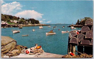 #ad Maine ME Lobster Boats and Gear Scene Picturesque Harbors Coastal Postcard $6.99