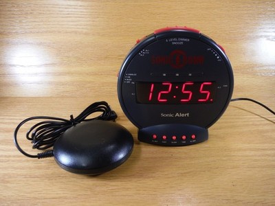 Sonic Alert Sonic Bomb Bed Shaker Alarm Clock 5 Level Dimmer Snooze Lights/Sound