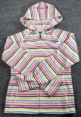 The North Face Girls Fleece Hoodie Size Medium (10/12) Multicolor Striped 