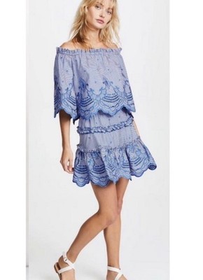Alexis Blue Gingham Off The Shoulder Blouse M