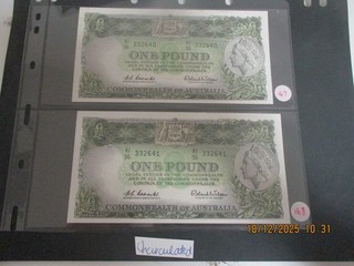 Australian Banknotes: Uncirculated One Pound Set Great Item Must Have! (T9034)