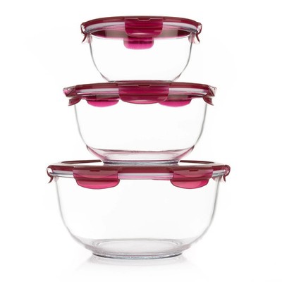 LocknLock 3 Frischhaltedosen Borosilikatglas 1,1L, 2,3L und 4,4L Gesamtvolumen