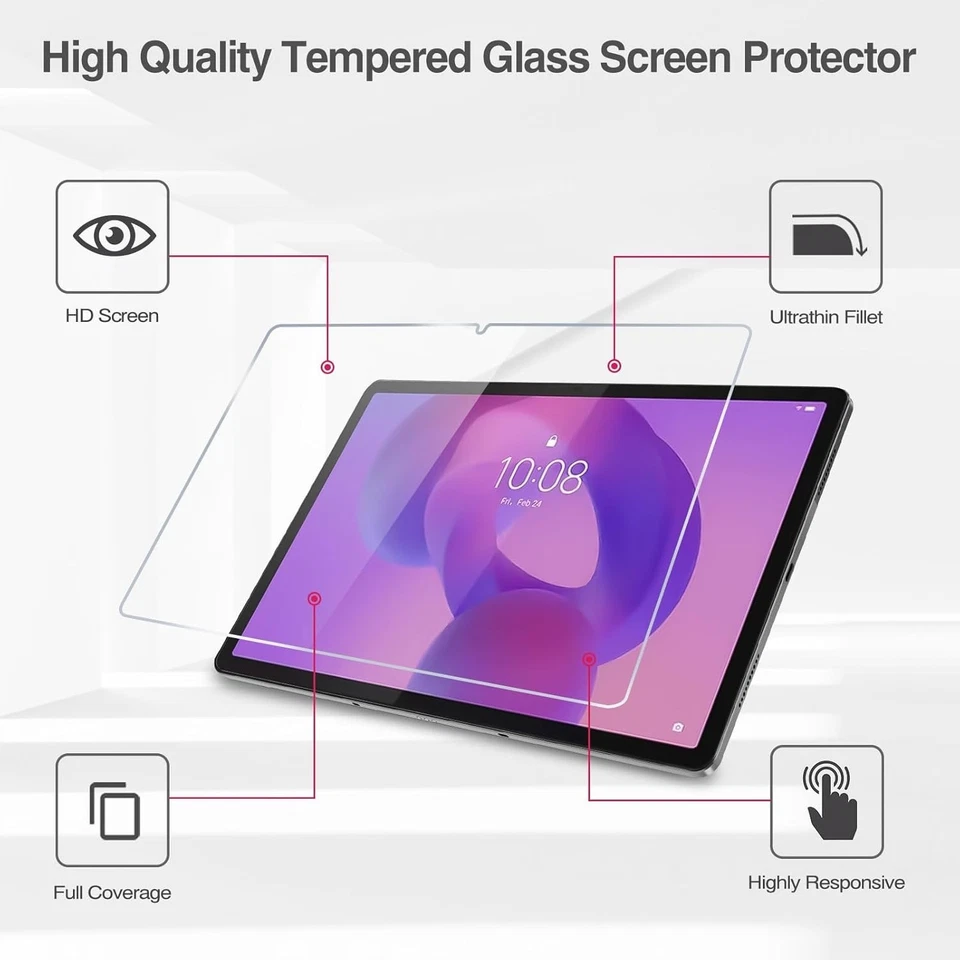 (2 PACK) Protector Pantalla Cristal Templado para Tablet Lenovo Idea Tab Plus 12.1" Foto 3 de 4