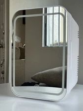 10” LED Vanity Mirror Mini Fridge Compact Single Door Refrigerator