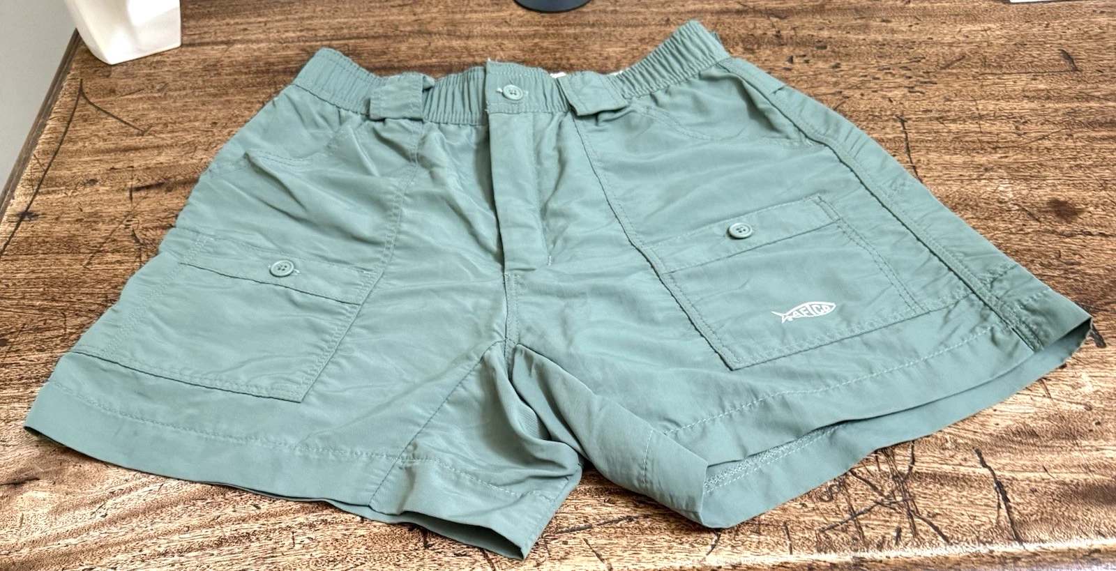 AftCo Bluewater Wear Women's Nylon Fishing Cargo Shorts-Green Size 6