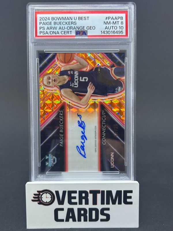 2024 Bowman Best U Paige Bueckers Poss Arrow Orange Geometric Auto PSA 8 Auto 10
