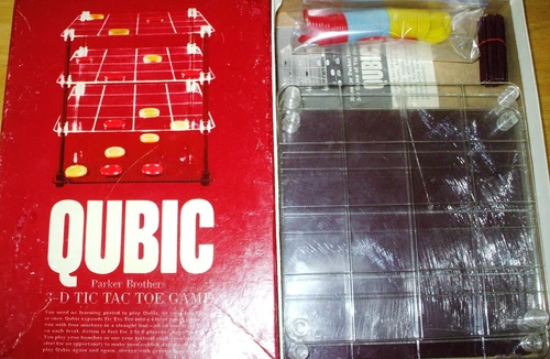 Vintage Qubic 3D Tic Tac Toe Game Parker Bros 100% Complete EXCELLENT COND 1960s