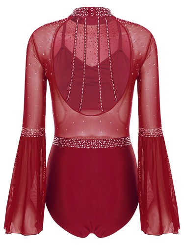 Women Jumpsuit Performance Bodysuit Stage Leotard Competition Dancewear Sheer - Picture 49 of 82