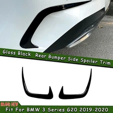 Gloss Black Rear Bumper Side Spoiler Canards Trim For BMW 3 Series G20 2019-2023