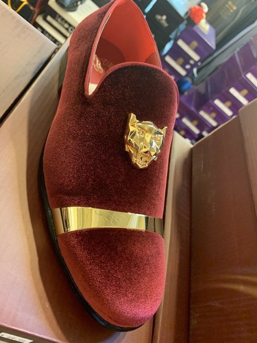men dress loafers burgundy/wine shoes 