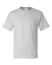Hanes 5590 Mens Short Sleeve Authentic 100% Cotton Crew Neck T-Shirt With Pocket