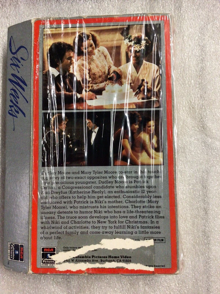 Six Weeks VHS Christmas Mary Tyler Moore Dudley Moore Side Flap RCA Columbia Foto 2 de 3