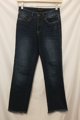 Eighty Two Capri Jeans Juniors Sz 1 Blue Dark Wash Raw Hem Mid Rise