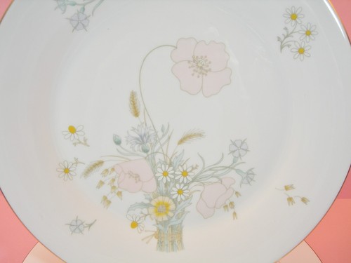 ROYAL DOULTON FLIRTATION 10 1/2" PORCELAIN DINNER PLATE WHITE WITH PASTEL PINKS - Picture 3 of 9