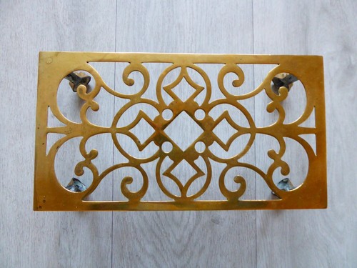 Vintage Brass Rectangular Trivet Stand with Feet - Picture 2 of 3