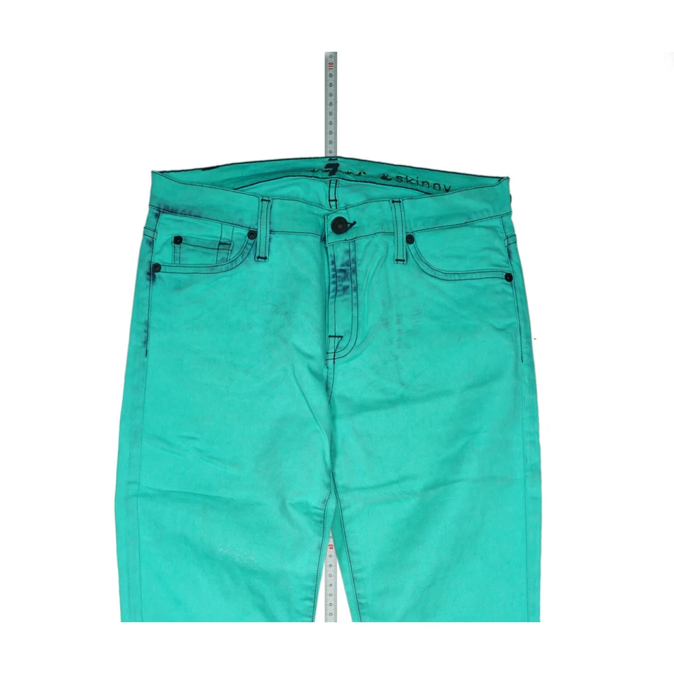 7 For All Mankind Mujer Vaqueros Stretch Skinny Sucio Óptica M W29 L30 Verde Neu - Imagen 2 de 4
