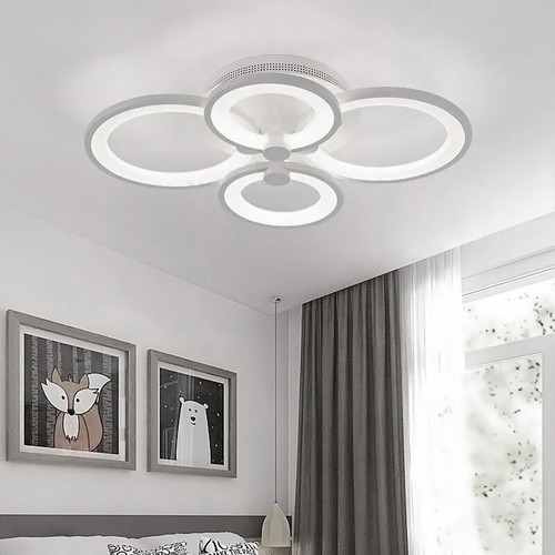 Acrylic Ring Chandelier LED Ceiling Light Fixture Lamp For Living Room 4/6/8 Way - Picture 8 of 17