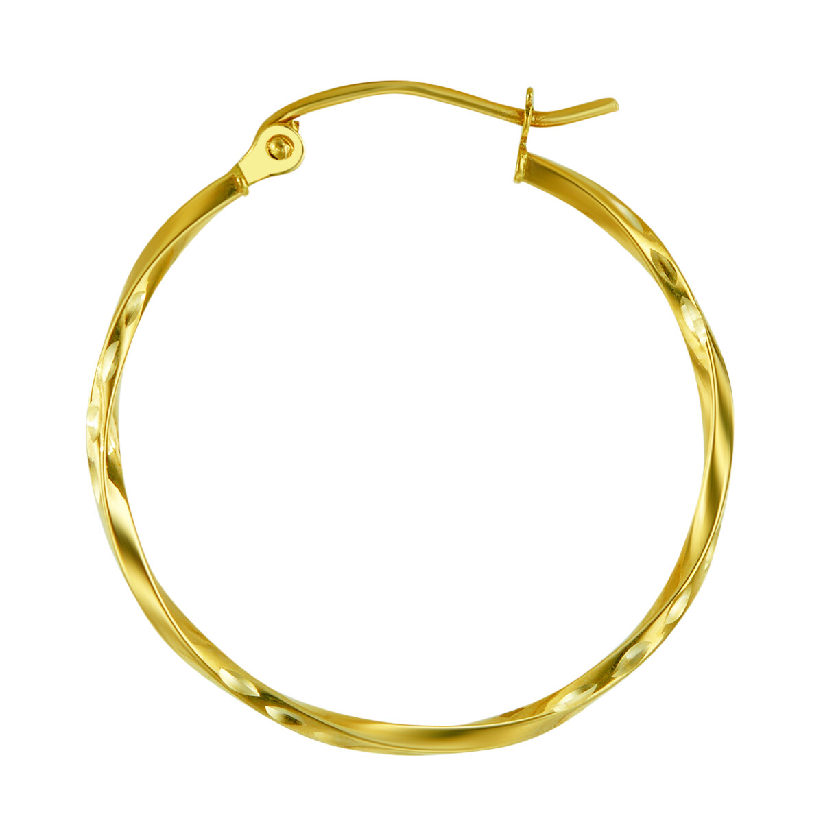 Wellingsale 14k Yellow Gold Diamond Cut 1.5mm Twisted Hoop Earrings (24mm Dmtr)