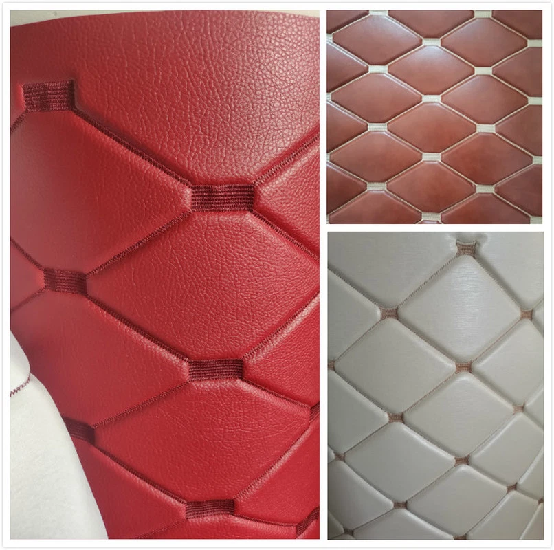 Bestickt Kunstleder Stoff Schwamm Unterstützung PU Material für Auto Mat Koffer - Bild 2 von 4