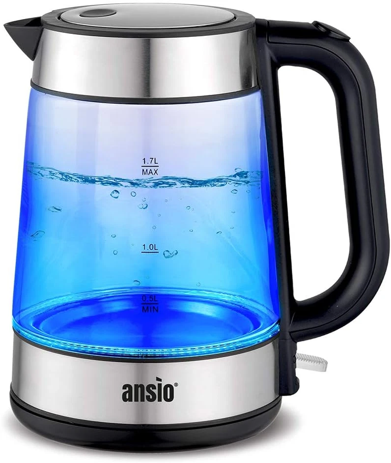 ANSIO Electric Kettle Glass Kettle 1.7L Cordless Clear Kettle