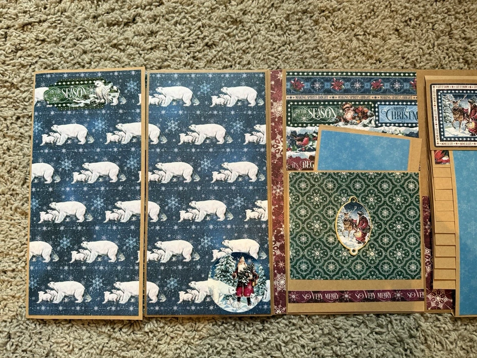 Mini álbum/folio 11x11 regalo de Navidad álbum de recortes hecho a mano LET IT SNOW Foto 4 de 4