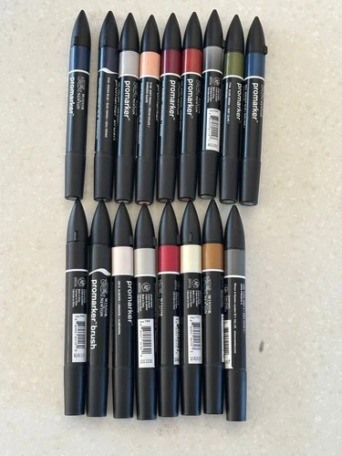 Winsor Newton Promarker Marker Pens Bundle Set of 17 Colours