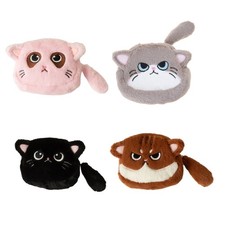 Plush Coin Pouch,Cats Shaped Coin Purse Wallet with Zippers,Portable Cosmetic