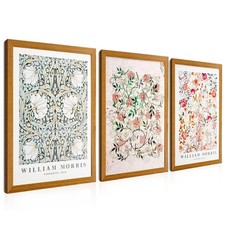 Artistry Canvas Art Framed William Morris Wall Art Set of 3 Farmhouse Rustic ...
