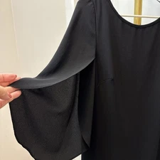 AB Studio Women's Long Flutter Sleeves Lined Black Dress Size S Back Zip EUC