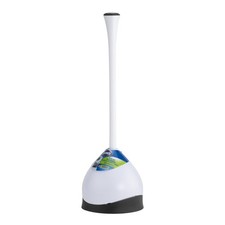 Hideaway Toilet Plunger and Caddy Set in White 19.5 Inch Bathroom Cleaning Tool