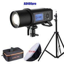 Godox AD400Pro TTL HSS Studio Strobe Flash 95cm Softbox CB-09 Case light stand