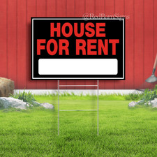 HOUSE FOR RENT BLANK Indoor Outdoor Yard Sign with metal stakes