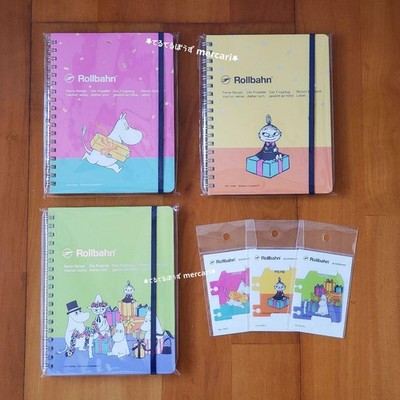 Moomin Rollbahn Notebook L & Bookmark Set Loft Limited Edition Pink Teal Japan