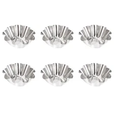 6 Pcs Stainless Steel Tart Mold Chrysanthemum Shape Tartlet Baking Cups