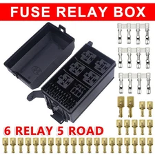 6 Relay Box 5 Road Block Fuse Auto Holders Fit For Car Boat Trunk ATV Insurance