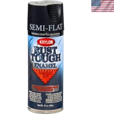 Fast-Drying 12 oz Krylon 'Rust Tough' Semi-Flat Black Enamel - Exterior Use