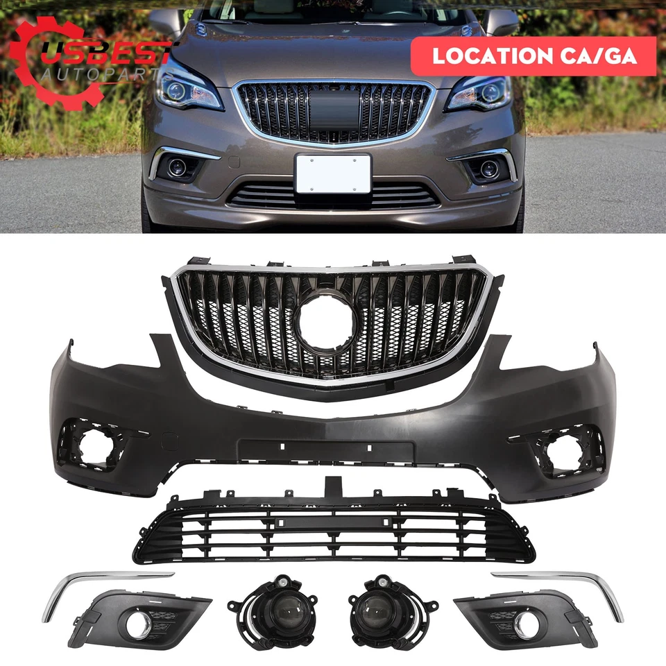 Front Bumper Assembly Cover W/Grille Fog light trim For Buick Envision 2016-2018 Foto 3 de 4
