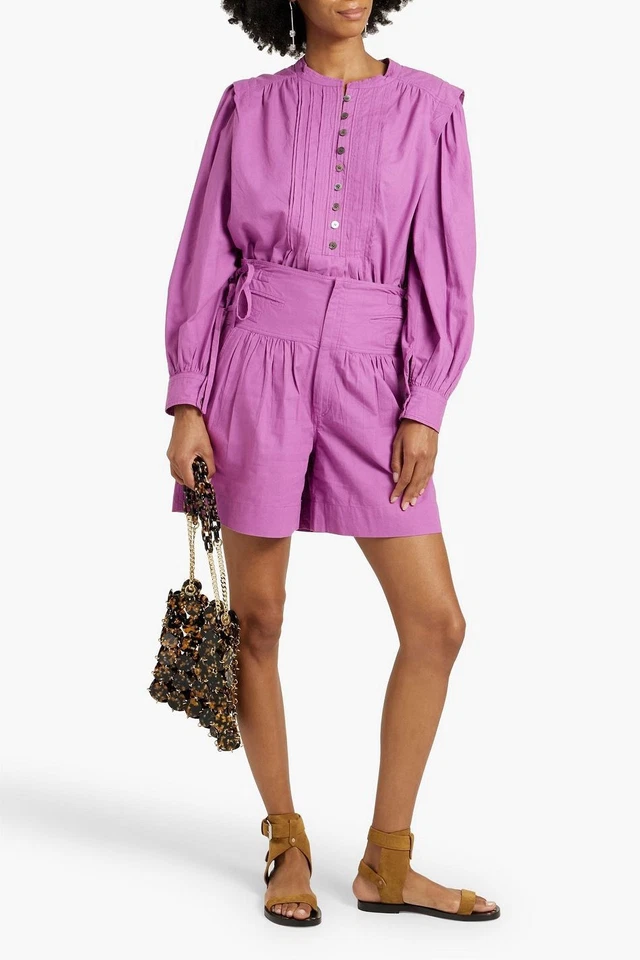 Pantalones Cortos Isabel Marant Etoile Para Mujer Opala Reunidos Algodón Palisandro Talla M 38 Foto 2 de 4