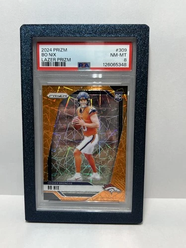 Bo Nix rc card PSA near mint 8 2024 prizm lazer #309!!!