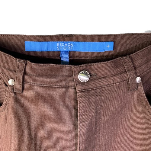 Escada Sport Hose Damen Gr. 42 braun gerades Bein Baumwolle Jeans hoher Bund gesäumt - Bild 2 von 9