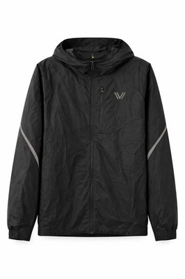 Peak Velocity Black Windbreaker Jacket 2XL Lightweight Hooded Athletic Full Zip